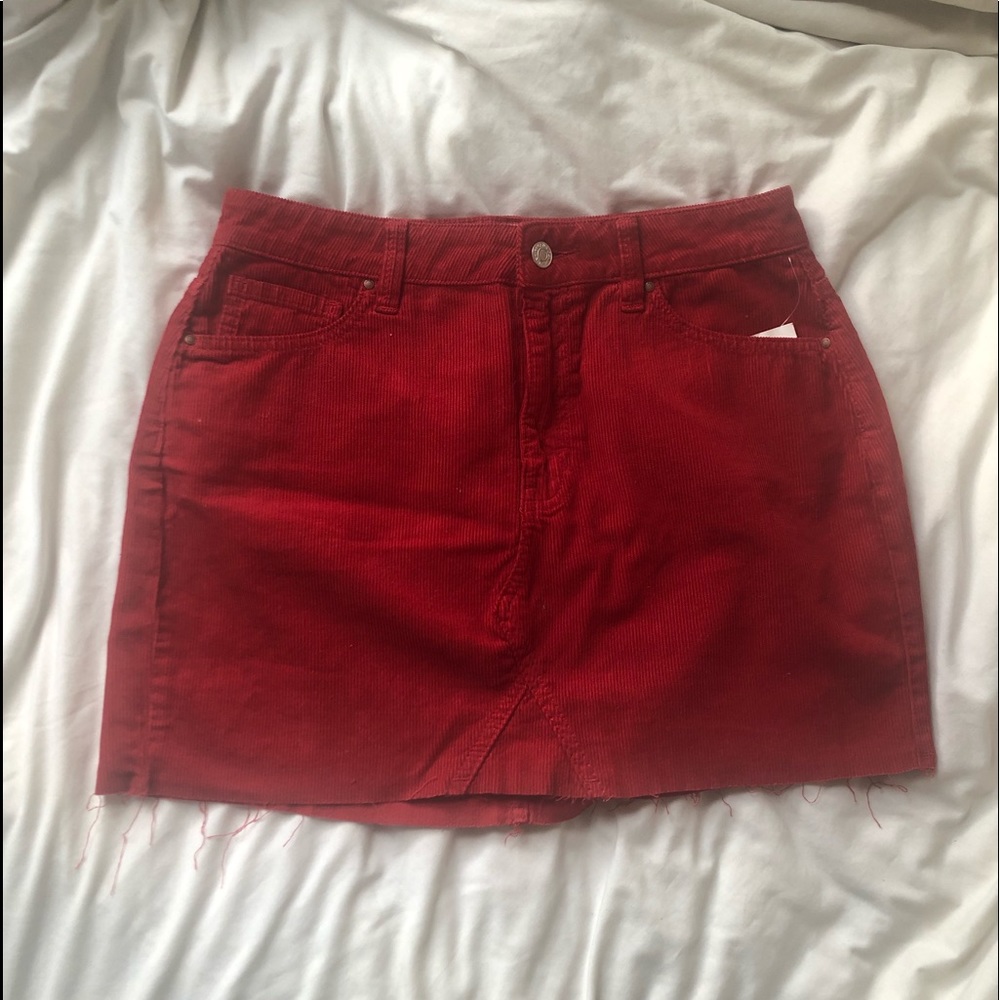 red corduroy skirt